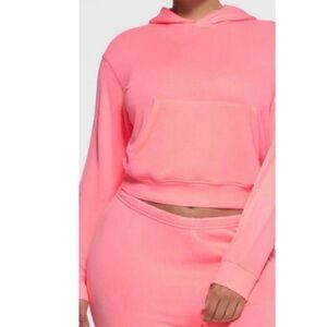 SKIMS Neon Pink Cropped Hoodie
